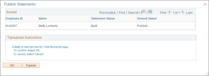 Publish Statements page Publish Statements page