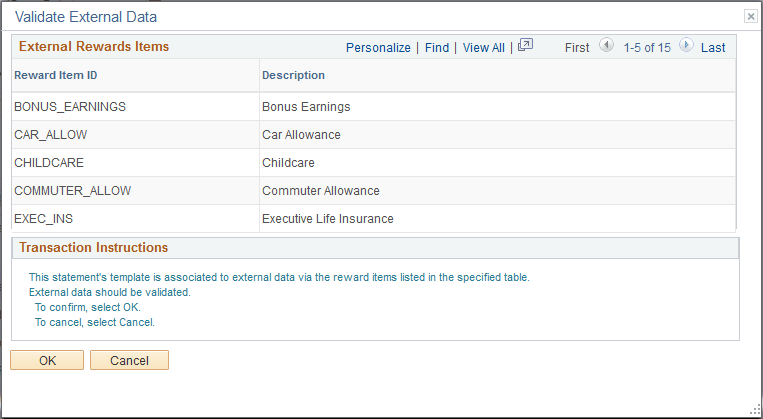 Validate External Data page Validate External Data page