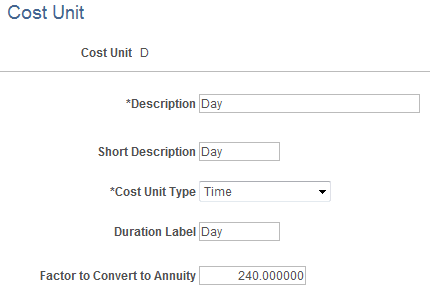 Cost Unit page Cost Unit page