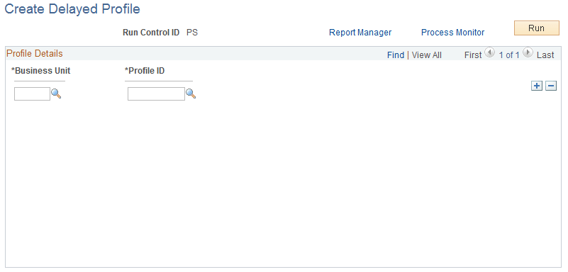 Create Delayed Profile page Create Delayed Profile page