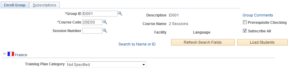Enroll Group page Enroll Group page