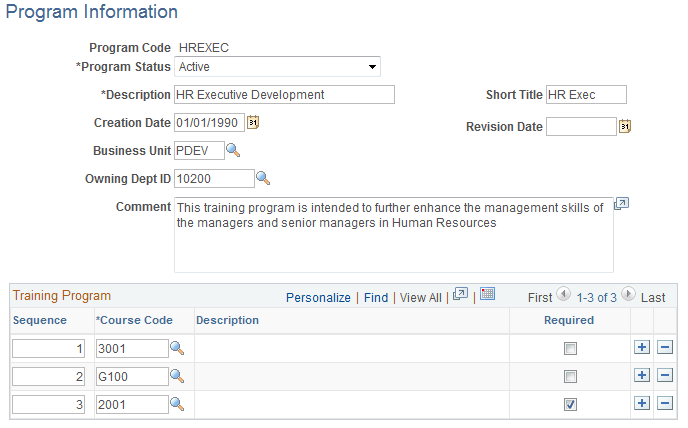 Program Information page Program Information page