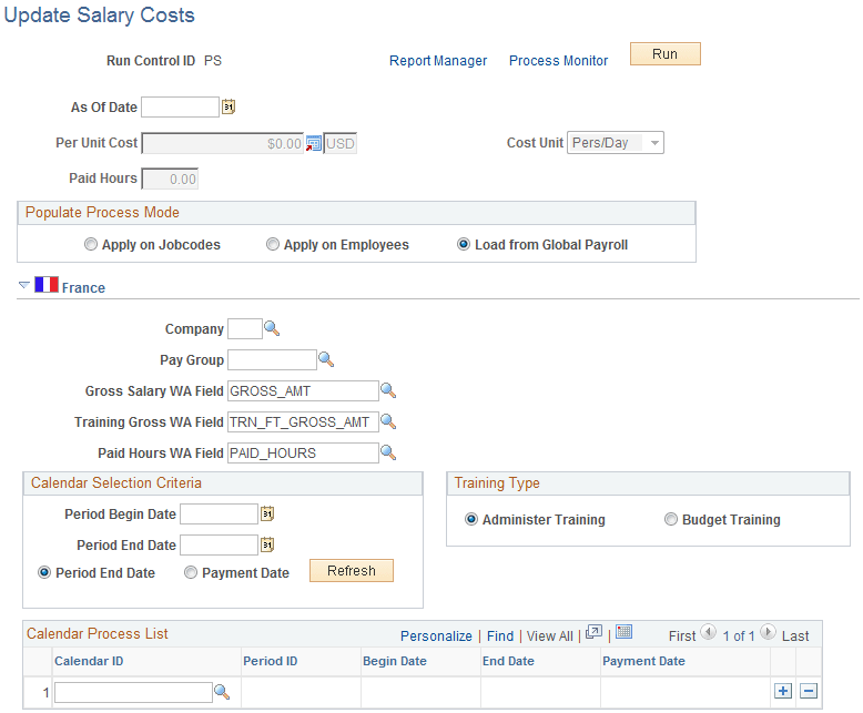 Update Salary Costs page Update Salary Costs page