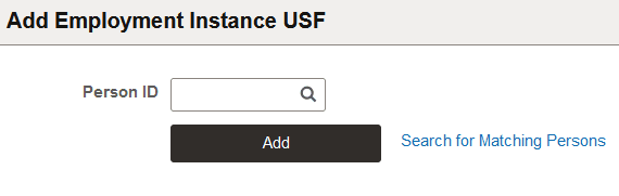 Add Employment Instance USF page Add Employment Instance USF page