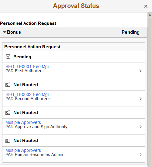 Approval Status page
