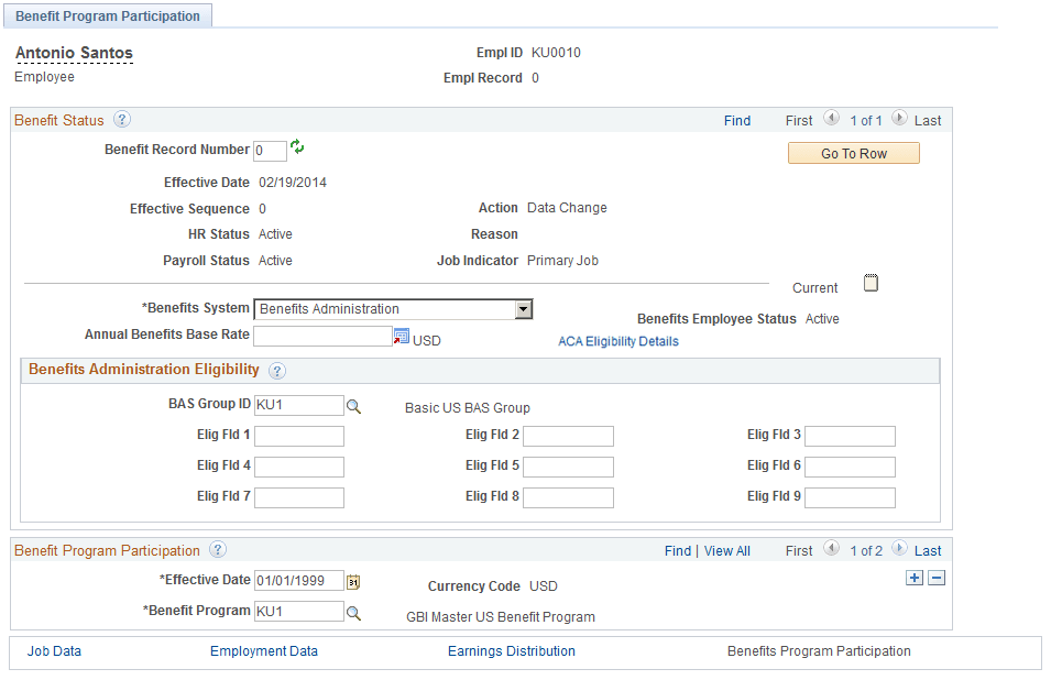 Benefit Program Participation page Benefit Program Participation page