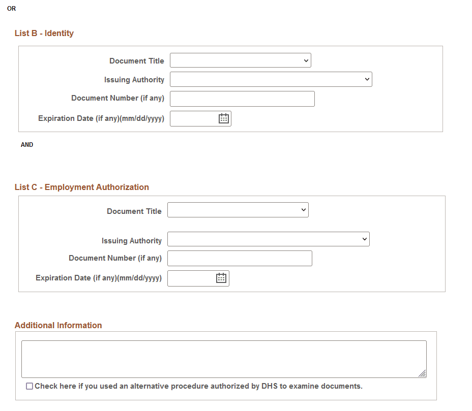 (Classic) Employment Eligibility Verification page, Section 2 (2 of 3)