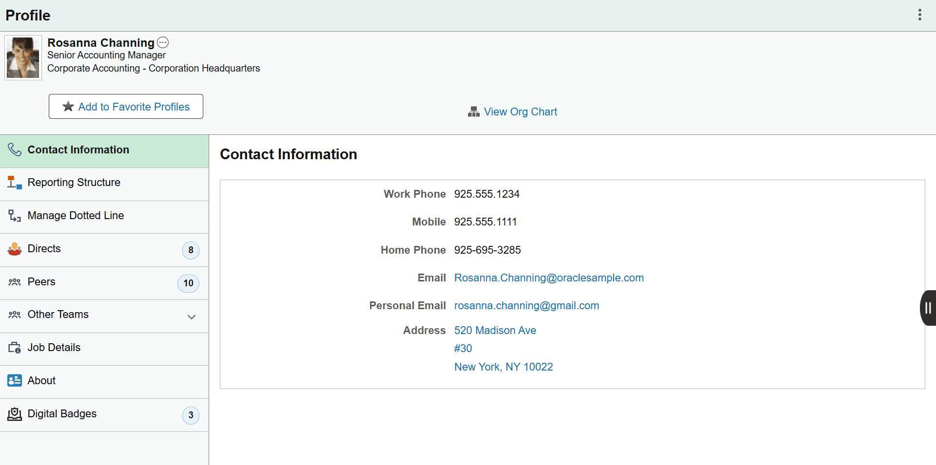 Company Directory - Profile page layout for large form factor devices