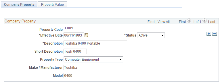 Setup Company Property - Company Property page
