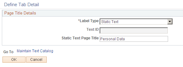 Define Tab Detail page Define Tab Detail page