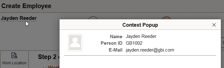 Example of the popup header in Job Data Example of the popup header in Job Data