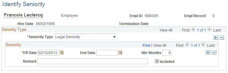 Identify Seniority page Identify Seniority page