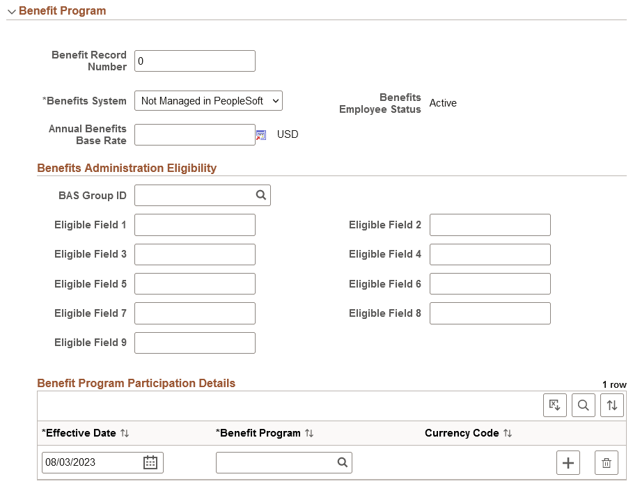 Job Data Page - Benefit Program Section Job Data Page - Benefit Program Section