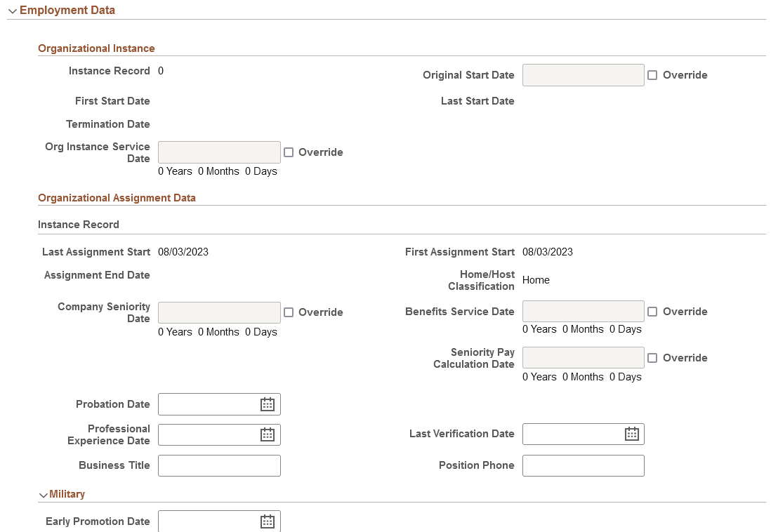 Job Data Page - Employment Data Section (1 of 3) Job Data Page - Employment Data Section (1 of 3)