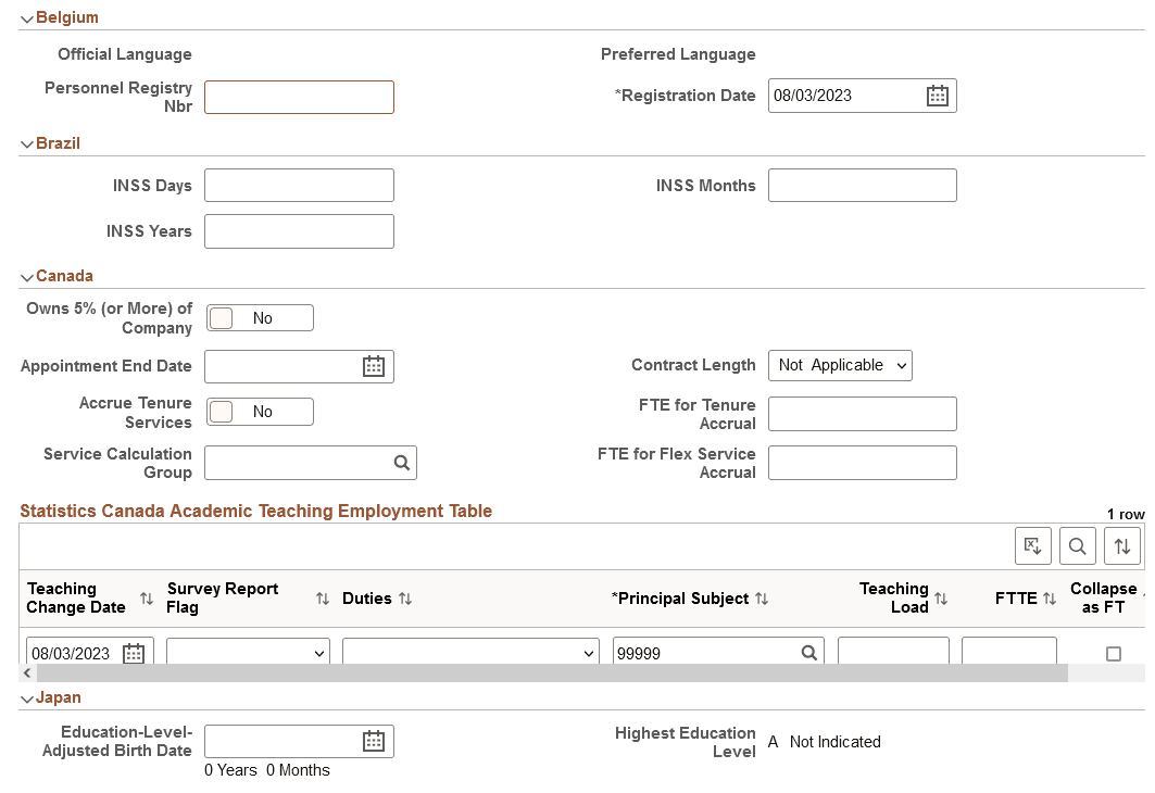 Job Data Page - Employment Data Section (2 of 3) Job Data Page - Employment Data Section (2 of 3)