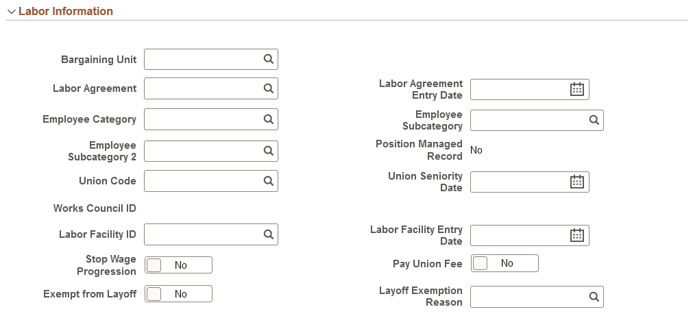 Job Data Page - Labor Information Section (1 of 3) Job Data Page - Labor Information Section (1 of 3)