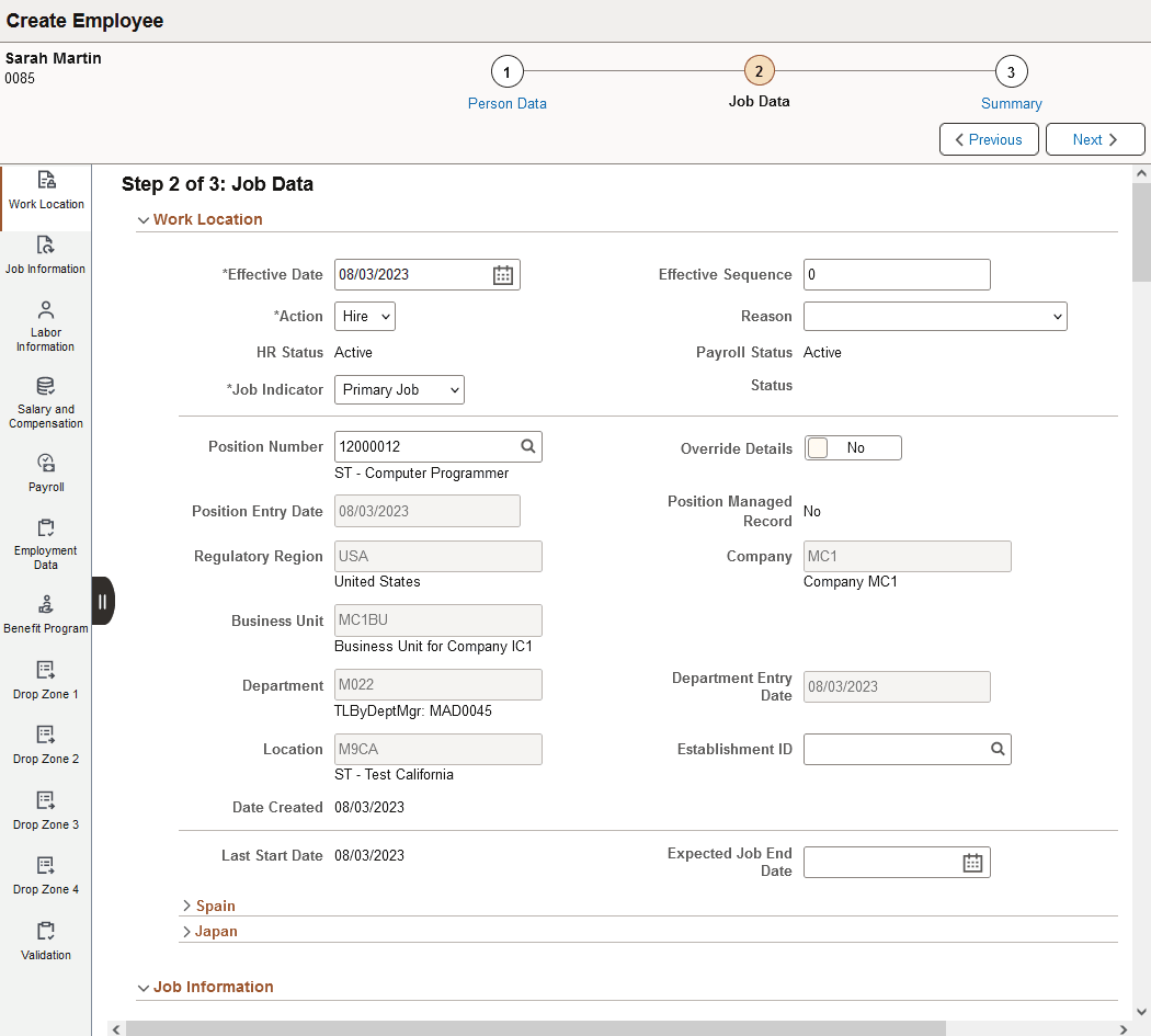 Job Data page layout in fluid Job Data page layout in fluid