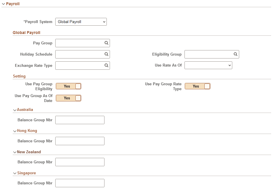 Job Data Page - Payroll Section for Global Payroll Job Data Page - Payroll Section for Global Payroll