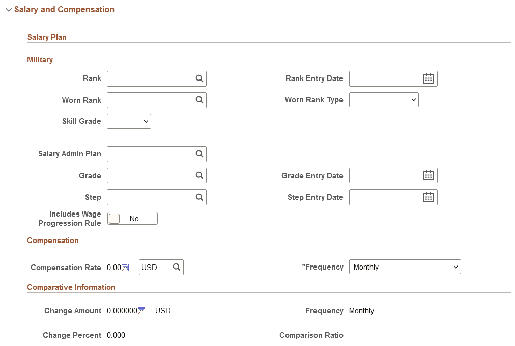 Job Data Page - Salary and Compensation Section (1 of 2) Job Data Page - Salary and Compensation Section (1 of 2)