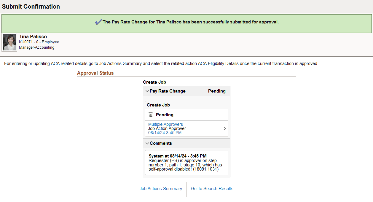 Job Data - Submit Confirmation Page Job Data - Submit Confirmation Page