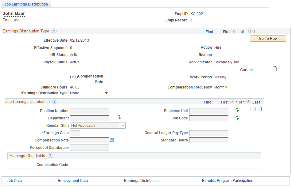 Job Earnings Distribution page Job Earnings Distribution page