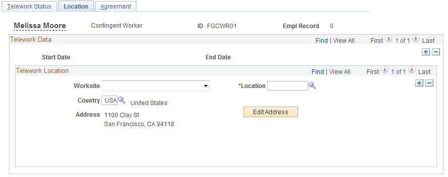 Maintain Teleworkers - Location page Maintain Teleworkers - Location page