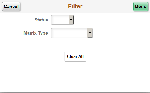 Manage Matrix Teams - Filter page Manage Matrix Teams - Filter page