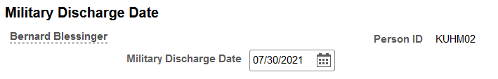 Military Discharge Date page