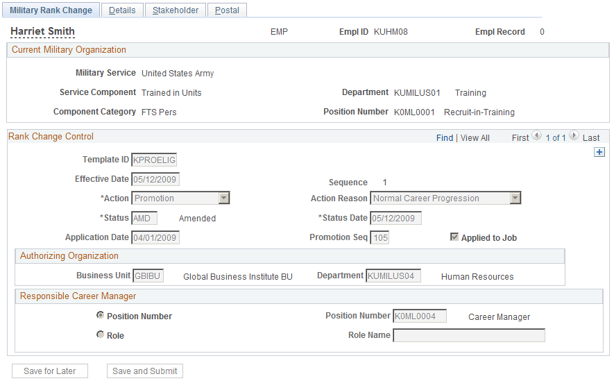 Military Rank Change page Military Rank Change page