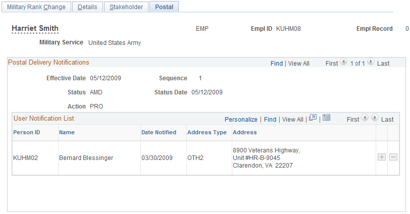 Military Rank Change - Postal page Military Rank Change - Postal page