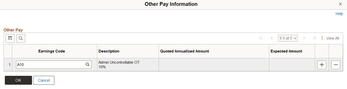 Other Pay Information page Other Pay Information page