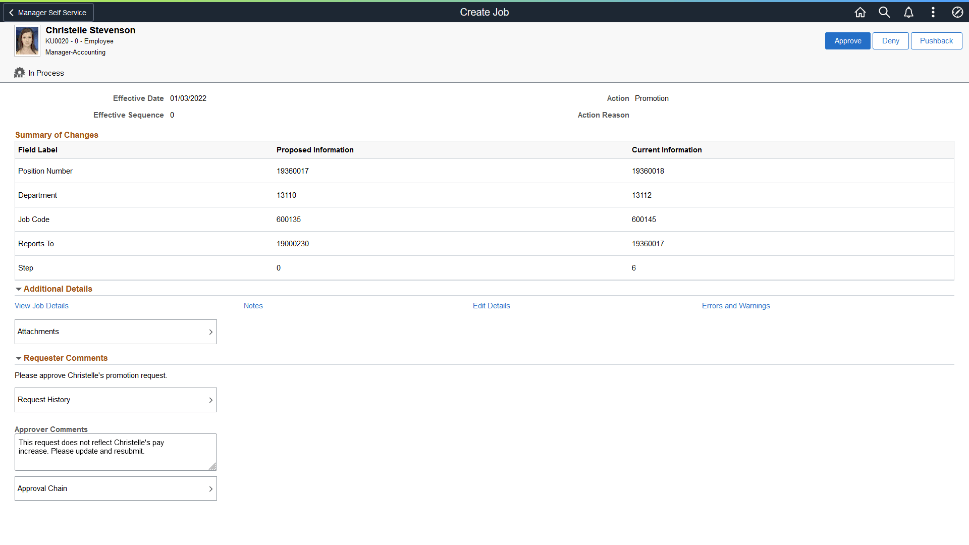 Pending Approvals - Create Job Page