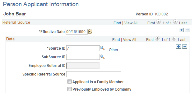 Person Applicant Information page Person Applicant Information page