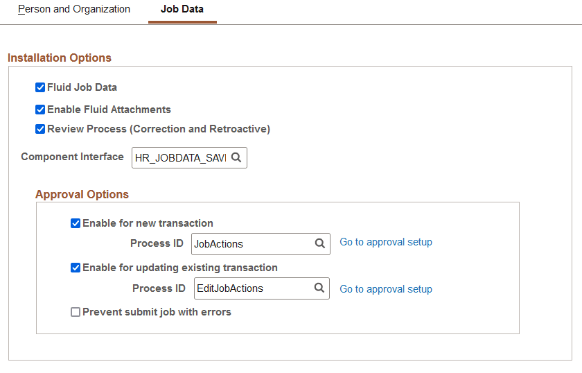 Person and Job Installation - Job Data page Person and Job Installation - Job Data page