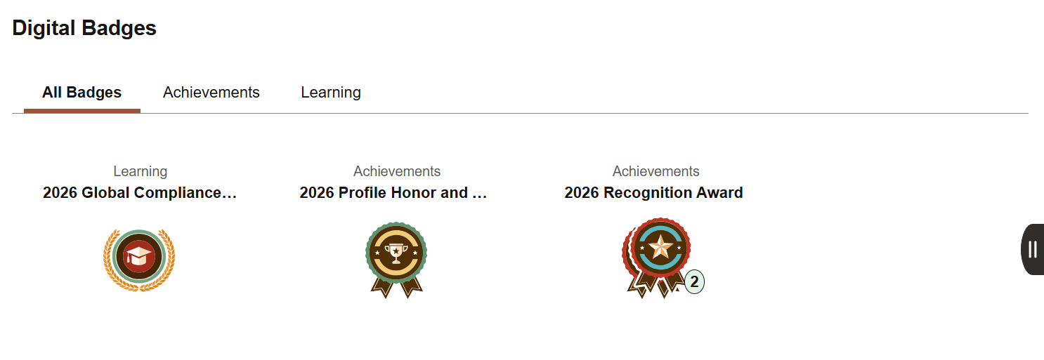 Profile - Digital Badges page