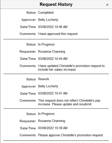 Request History page Request History page