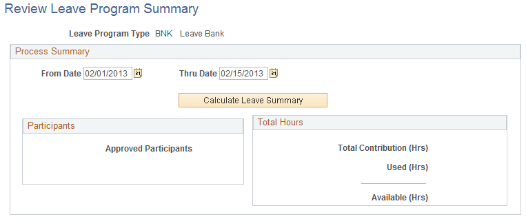 Review Leave Program Summary page Review Leave Program Summary page