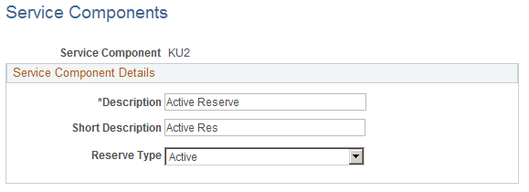 Service Components page Service Components page