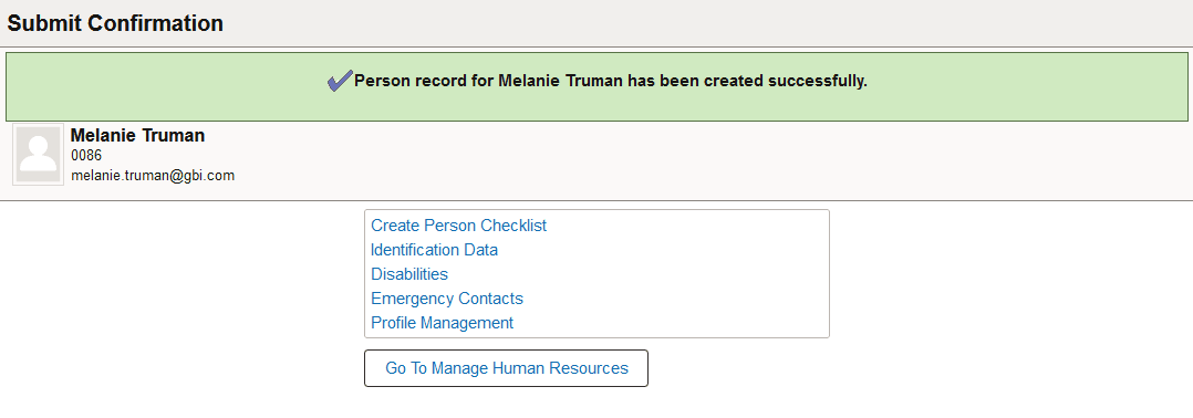 Submit Confirmation Page Submit Confirmation Page
