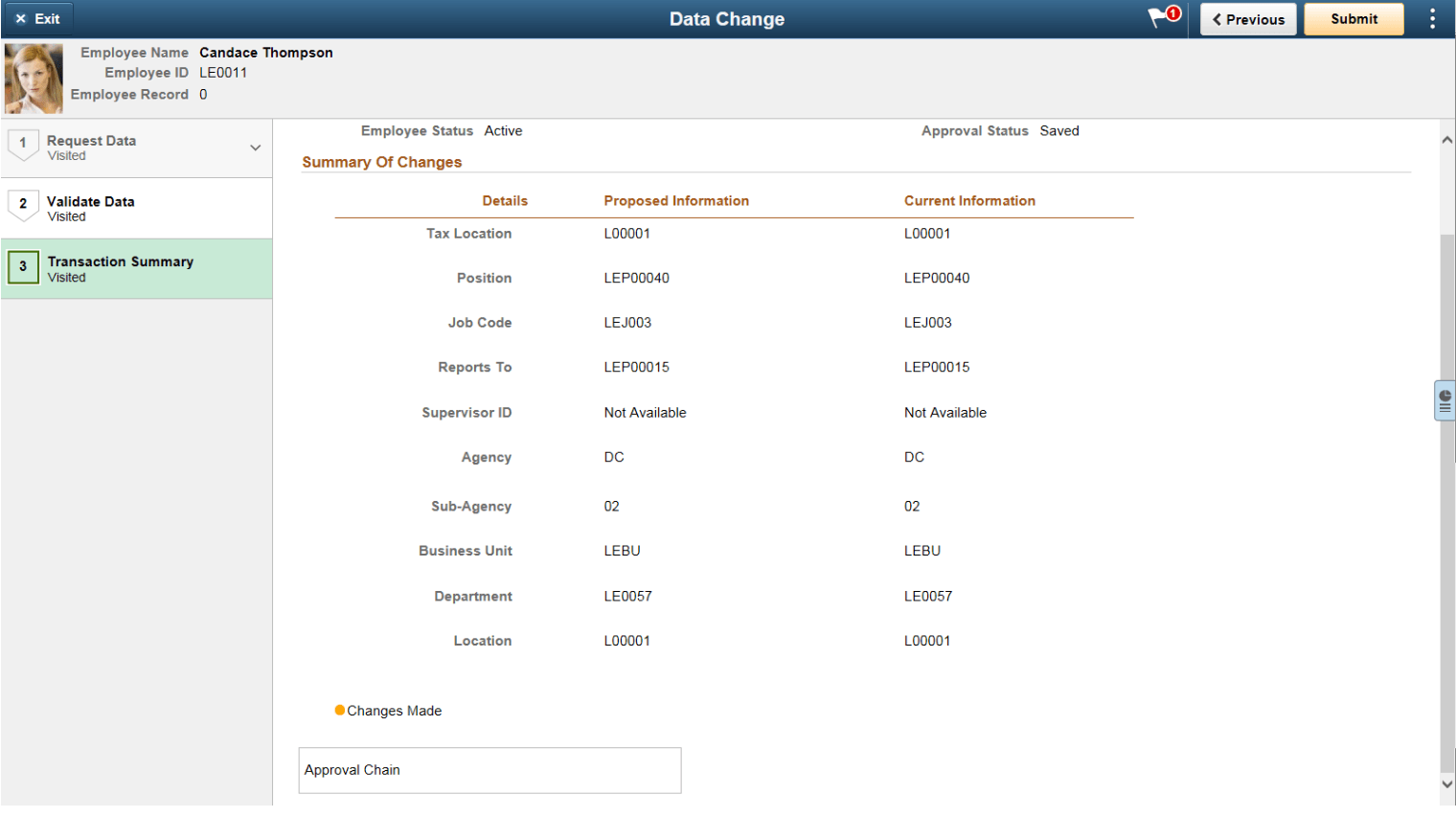 Transaction Summary page