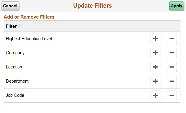 Update Filters page Update Filters page