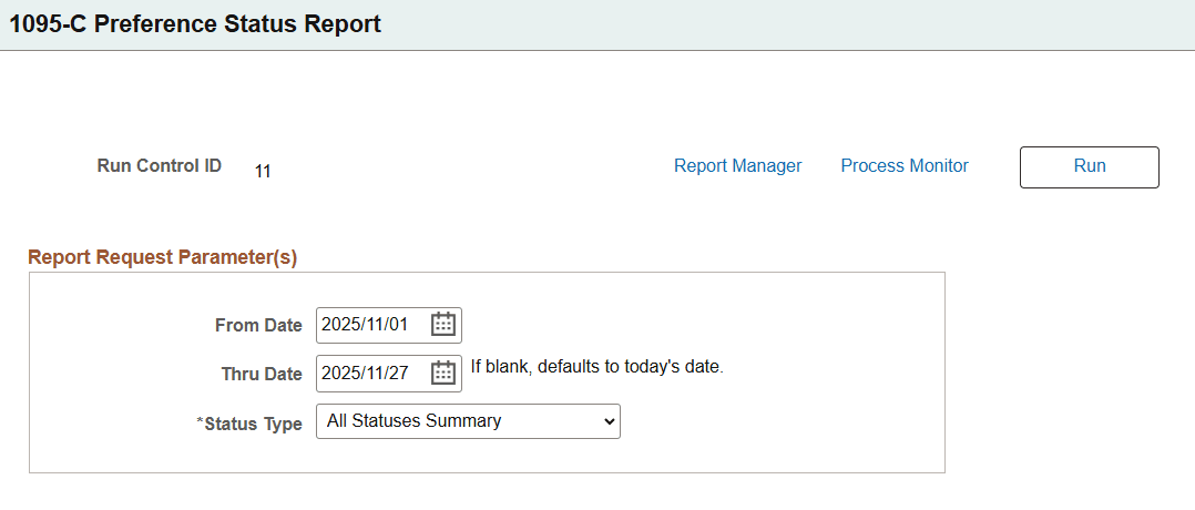 1095-C Preference Status Report Page 1095-C Preference Status Report Page