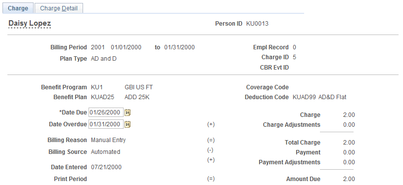 Charge page