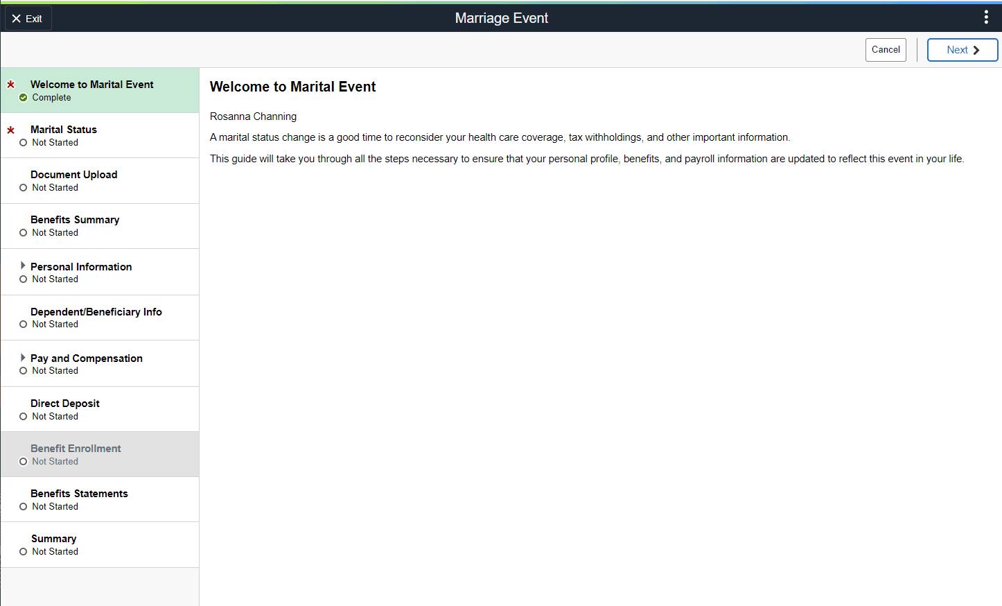 Using the PeopleSoft Fluid User Interface to Enter Life Events