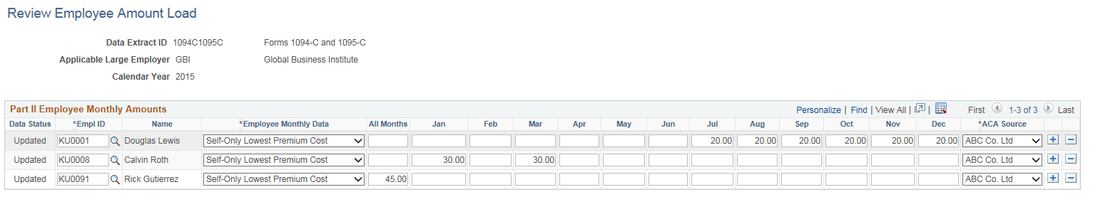 Review Employee Amount Load page Review Employee Amount Load page