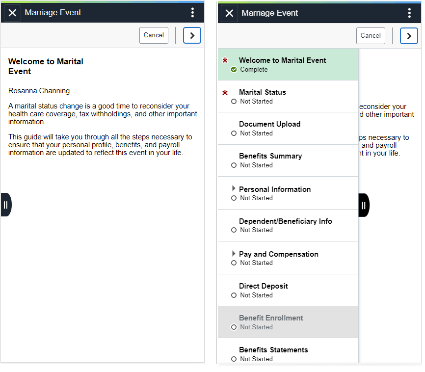 Using the PeopleSoft Fluid User Interface to Enter Life Events