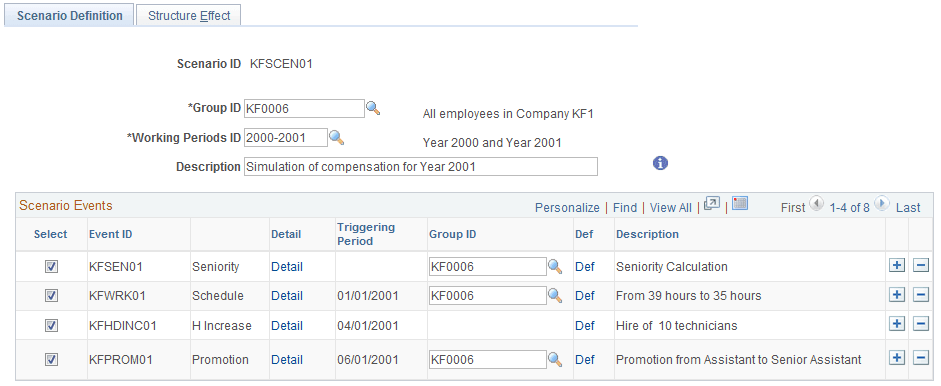 Scenario Definition page Scenario Definition page