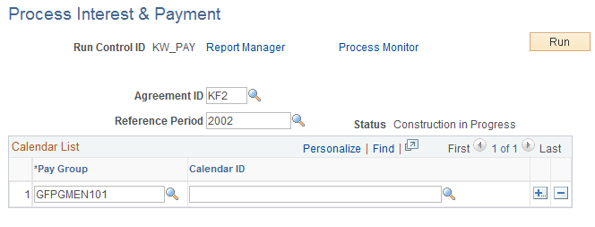 Process Interest & Payment page