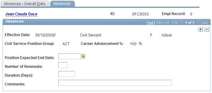 Absences page