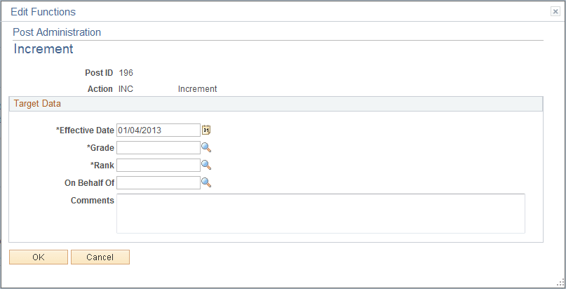 Post Administration – Increment page